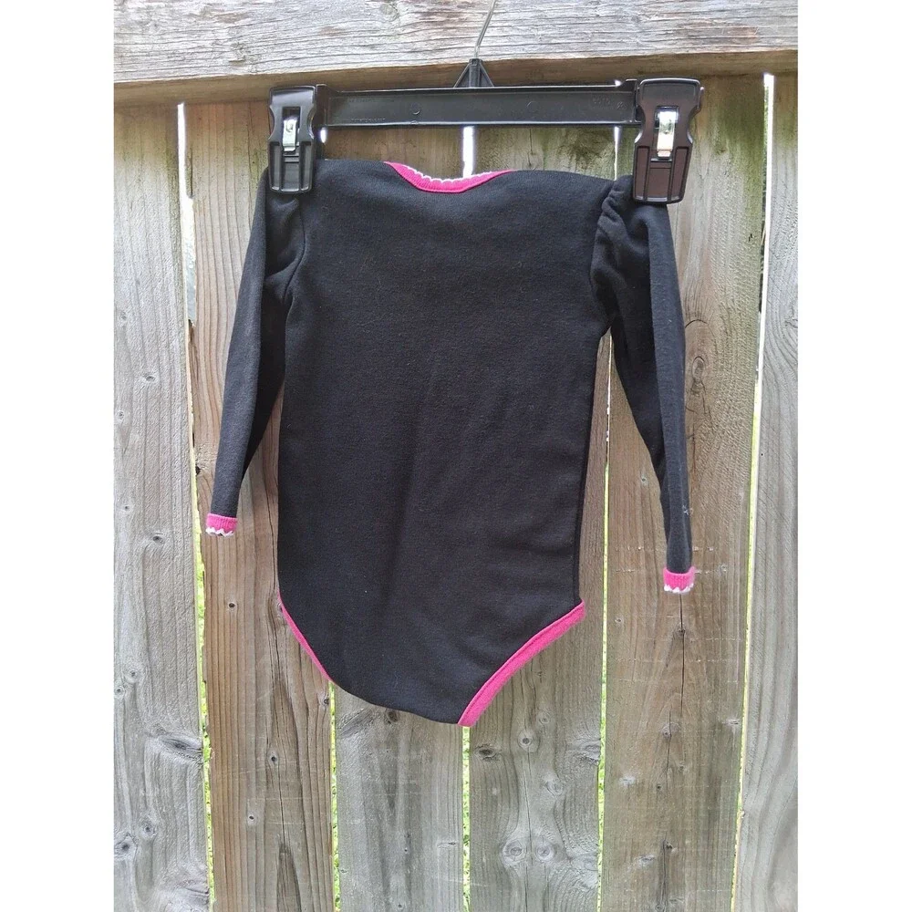 122 Harley Davidson One Piece Romper Infant 3/6M Baby Girl Black & Pink Sparkles